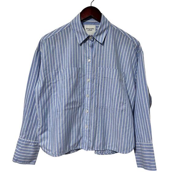 Abercrombie & Fitch Oxford Button Shirt Size XS Blue Striped Preppy Academia - Picture 1 of 6